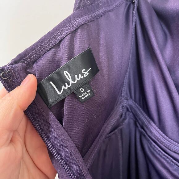 Lulus Purple Chiffon Maxi Dress Formal Evening Gown Bridesmaid Prom NWT Sz S - Picture 3 of 6